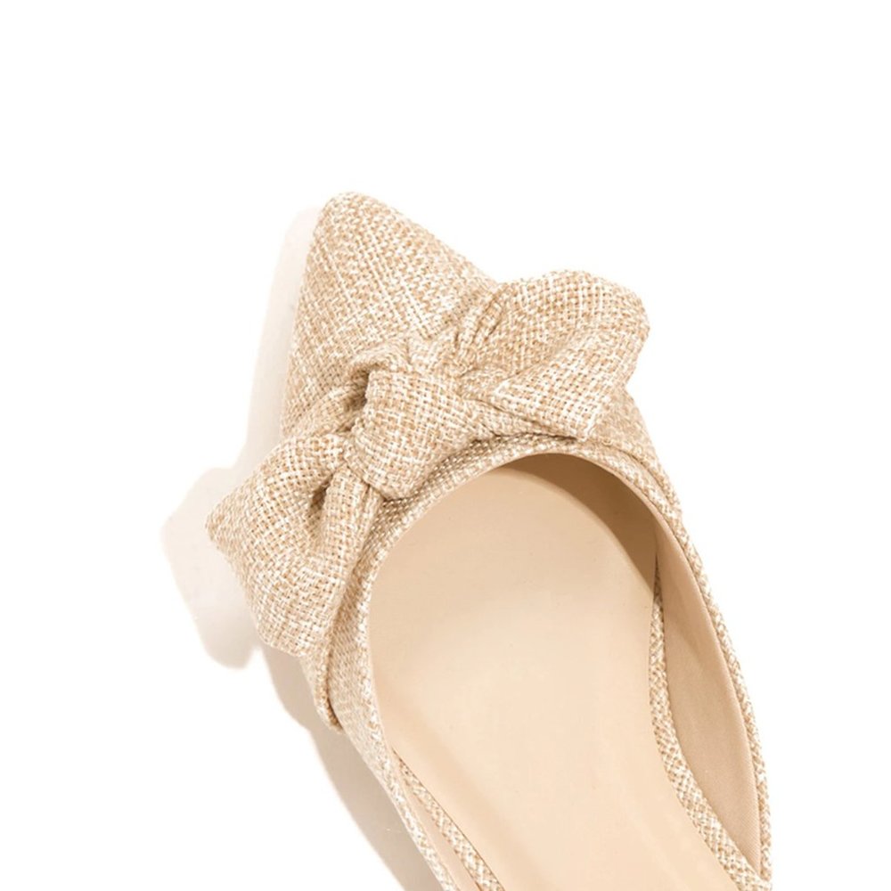 NEW🔥 Linen Weave Bow-Tie Flat Mule Sandal Loafers - Picture 6 of 6